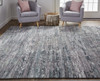 8' X 10' Blue And Gray Wool Abstract Hand Knotted Area Rug