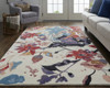 4' X 6' Red Blue And Purple Floral Tufted Handmade Area Rug