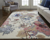 4' X 6' Blue Pink And Gray Wool Floral Tufted Handmade Area Rug