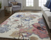 4' X 6' Blue Pink And Gray Wool Floral Tufted Handmade Area Rug