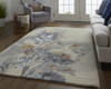8' X 10' Gray Blue And Orange Wool Floral Tufted Handmade Area Rug