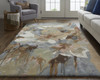 5' X 8' Tan Gray And Green Wool Floral Tufted Handmade Area Rug