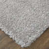 9' X 12' Silver And Gray Shag Power Loom Stain Resistant Area Rug