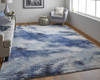 10' X 14' Blue And Ivory Abstract Power Loom Stain Resistant Area Rug