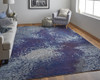 10' X 14' Blue Purple And Ivory Abstract Power Loom Stain Resistant Area Rug