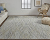 10' X 14' Gray And Ivory Abstract Hand Woven Area Rug