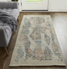 10' Pink Blue And Taupe Abstract Hand Woven Runner Rug