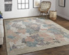 12' X 15' Pink Blue And Taupe Abstract Hand Woven Distressed Area Rug