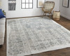 8' X 10' Green Blue And Ivory Abstract Hand Woven Area Rug