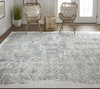 9' X 12' Green Blue And Ivory Abstract Hand Woven Area Rug