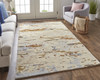 8' X 10' Ivory Blue And Brown Wool Abstract Tufted Handmade Stain Resistant Area Rug