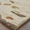 9' X 12' Ivory Blue And Brown Wool Abstract Tufted Handmade Stain Resistant Area Rug