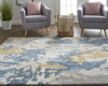 8' X 10' Gray Blue And Gold Wool Abstract Tufted Handmade Stain Resistant Area Rug