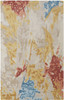 5' X 8' Ivory Yellow And Blue Wool Abstract Tufted Handmade Stain Resistant Area Rug