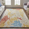 5' X 8' Ivory Yellow And Blue Wool Abstract Tufted Handmade Stain Resistant Area Rug