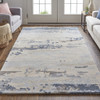 4' X 6' Blue Gray And Ivory Wool Abstract Tufted Handmade Stain Resistant Area Rug