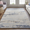 8' X 10' Blue Gray And Ivory Wool Abstract Tufted Handmade Stain Resistant Area Rug