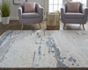 9' X 12' Blue Gray And Ivory Wool Abstract Tufted Handmade Stain Resistant Area Rug