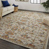 10' X 14' Gray And Gold Wool Floral Tufted Handmade Stain Resistant Area Rug