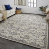 10' X 14' Ivory And Gray Wool Floral Tufted Handmade Stain Resistant Area Rug