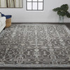 8' X 10' Gray Blue And Ivory Wool Floral Tufted Handmade Stain Resistant Area Rug