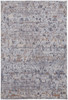 8' X 10' Gray Blue And Orange Abstract Power Loom Distressed Stain Resistant Area Rug