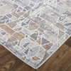 9' X 12' Gray Blue And Orange Abstract Power Loom Distressed Stain Resistant Area Rug