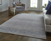 9' X 12' Gray Ivory And Orange Geometric Power Loom Distressed Stain Resistant Area Rug