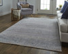 12' X 15' Gray Ivory And Orange Geometric Power Loom Distressed Stain Resistant Area Rug