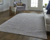 9' X 12' Gray Striped Power Loom Distressed Stain Resistant Area Rug