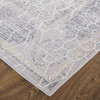 12' X 15' Gray And Ivory Floral Power Loom Distressed Stain Resistant Area Rug