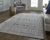 8' X 10' Orange Gray And White Geometric Power Loom Distressed Stain Resistant Area Rug