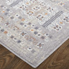 8' X 10' Orange Gray And White Geometric Power Loom Distressed Stain Resistant Area Rug