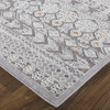 9' X 12' Ivory And Gray Geometric Power Loom Distressed Stain Resistant Area Rug