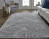 12' X 15' Ivory And Gray Geometric Power Loom Distressed Stain Resistant Area Rug