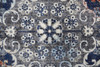 8' Gray Ivory And Blue Floral Power Loom Distressed Stain Resistant Runner Rug