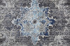 8' Ivory Taupe And Blue Floral Power Loom Distressed Stain Resistant Runner Rug