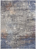 9' X 12' Taupe Blue And Ivory Abstract Power Loom Distressed Stain Resistant Area Rug