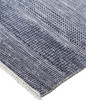 12' X 15' Blue And Silver Wool Striped Hand Knotted Area Rug
