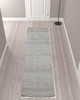 10' Silver Wool Striped Hand Knotted Runner Rug