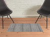 2' X 3' Silver Wool Striped Hand Knotted Area Rug