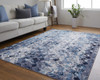 8' X 10' Blue Ivory And Gray Geometric Power Loom Distressed Area Rug