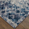 12' X 15' Blue Ivory And Gray Geometric Power Loom Distressed Area Rug