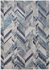 10' X 13' Ivory Blue And Gray Chevron Power Loom Distressed Area Rug
