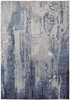 9' X 12' Ivory Blue And Black Abstract Power Loom Distressed Area Rug