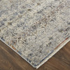 8' X 10' Tan Ivory And Blue Geometric Power Loom Distressed Area Rug With Fringe