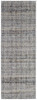 8' Tan Ivory And Blue Geometric Power Loom Distressed Runner Rug With Fringe