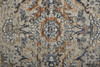 10' Tan Blue And Orange Floral Power Loom Distressed Runner Rug With Fringe