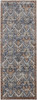 12' Blue Orange And Ivory Floral Power Loom Runner Rug With Fringe