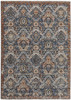 12' X 15' Blue Orange And Ivory Floral Power Loom Area Rug With Fringe